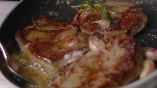 Frying Steaks - Slow Motion