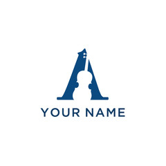 Letter A Logo with Violin for Orchestra 