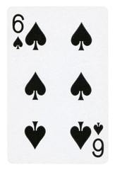 Six of Spades playing card - isolated on white (clipping path included)