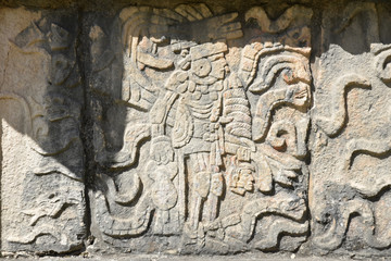 Bas-relief maya à Chichen Itza, Mexique