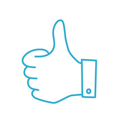 Thumbs up icon. Best buy. The best choice. For social networking services. Contour blue line vector Illustration.