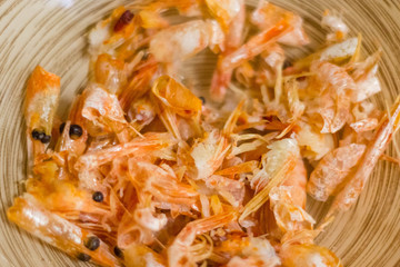 shrimp waste in a plate close-up