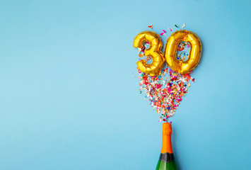 30th anniversary champagne bottle balloon pop