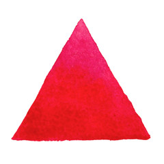 Obraz premium Abstraction hand drawn red watercolor triangle isolated on white background.