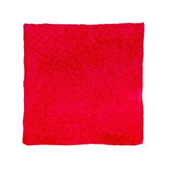 Abstraction hand drawn red watercolor square isolated on white background.