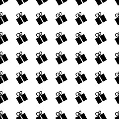 Obraz premium Simple seamless pattern. Black silhouettes of gift on a white background. For the design of wrapping paper.