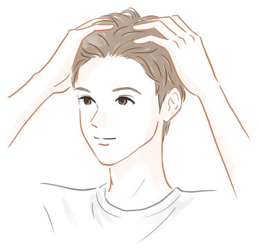髪をかきあげる男性 Stock イラスト Adobe Stock