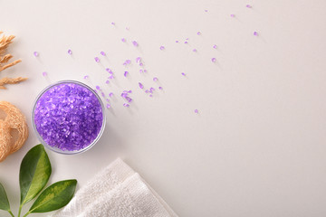 Wellness care products on white table top view