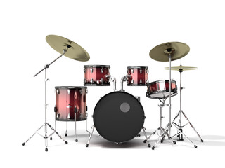 Fototapeta na wymiar musical instrument drum set 3d render on a white background