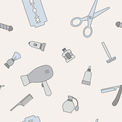 Barbershop - Vector color background (seamless pattern) of beauty salon for graphic design