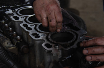 car engine repair by a specialist in service