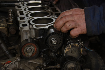 car engine repair by a specialist in service