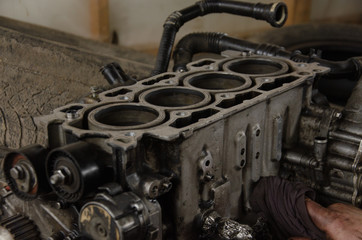 car engine repair by a specialist in service