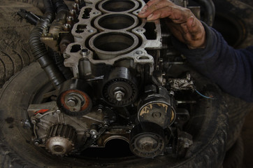 car engine repair by a specialist in service