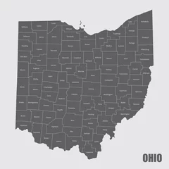 Fotobehang A map of the Ohio State and its counties with labels © luisrftc