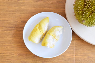 Durian meat in white dish