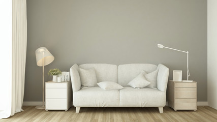 Living room minimal design in house or apartment - Interior simple design - 3D Rendering
