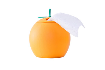 Toilet paper box in orange fruit shape - side view