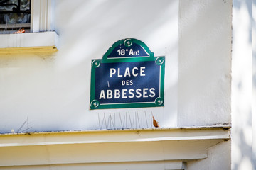 Place des Abbesses street sign, Paris, France