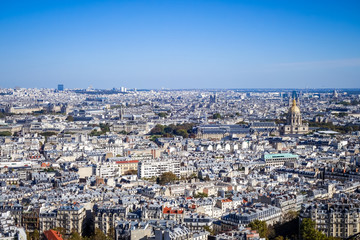 Aerial city view of Paris from Eiffel Tower, France