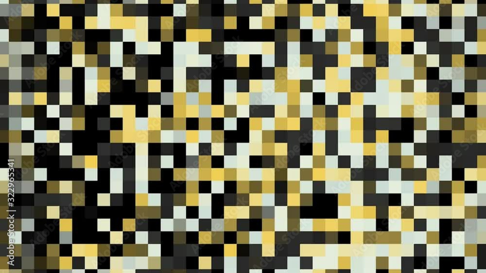 Poster colorful pixelated flowing background, seamless loop. animation. abstract rows of blinking flat squa
