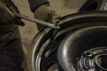 car repair in a car service