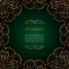 Luxury background with golden ornamental frame for greeting card, invitation or announcement