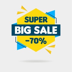 Simple Super Big Sale Sign Shape Banner on White Background Design, Discount Banner Template Vector for advertising, social media, web banner