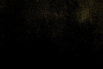 Gold Glitter Texture Isolated On Black. Amber Particles Color. Celebratory Background. Golden Explosion Of Confetti. Design Element. Digitally Generated Image. Vector Illustration, Eps 10.