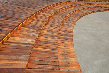 Wooden steps in the park, close-up photos