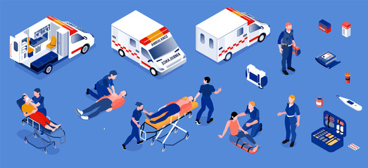 Ambulance Isometric Set © Macrovector