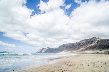 Caleta de Famara beach in Lanzarote. Canary islands. Spain