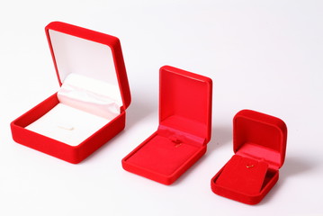 Jewelry red box on isolated white background