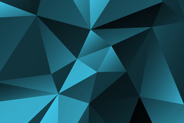 Futuristic low-poly geometric background. Gradient shades of blue, grey and black. Abstract background with triangles.