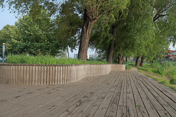 Wooden platform in a park
