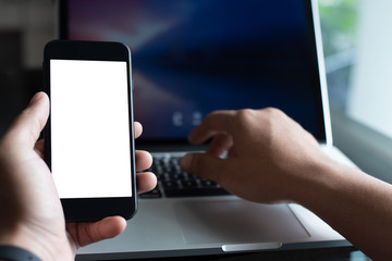 Mockup smart phone at office