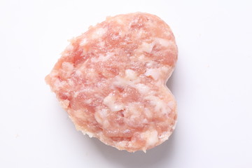 Raw ground meat  for cooking on white background