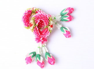 Thai garland colorful flower on white background
