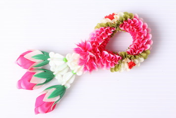 Thai garland colorful flower on white background