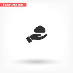 Cloud in a hand vector icon , lorem ipsum Flat design
