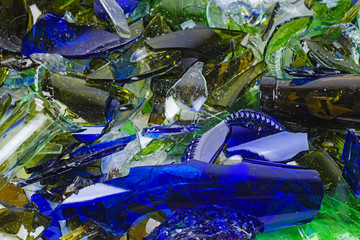 Shattered bottles different colors