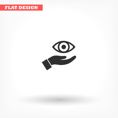 the eye icon in the hand icon , lorem ipsum Flat design