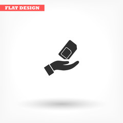 sim card in the hand icon , lorem ipsum Flat design