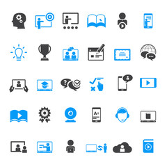 Collection of e-learning related icons