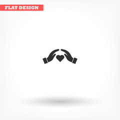 heart in hand icon , lorem ipsum Flat design