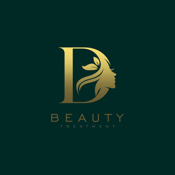 Letter D Luxury Beauty Face Logo Design Vector