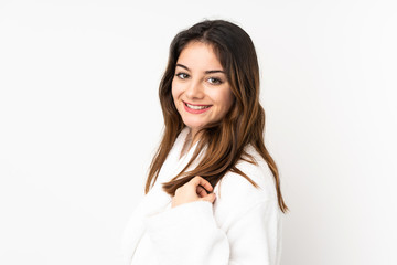 Young caucasian woman isolated on white background . Portrait