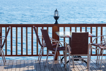 Cafe with an empty table in Kemer