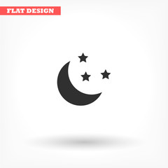 Moon vector icon , lorem ipsum Flat design