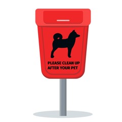 Dog waste bin. Please clean up after your pet. Vector illustration.